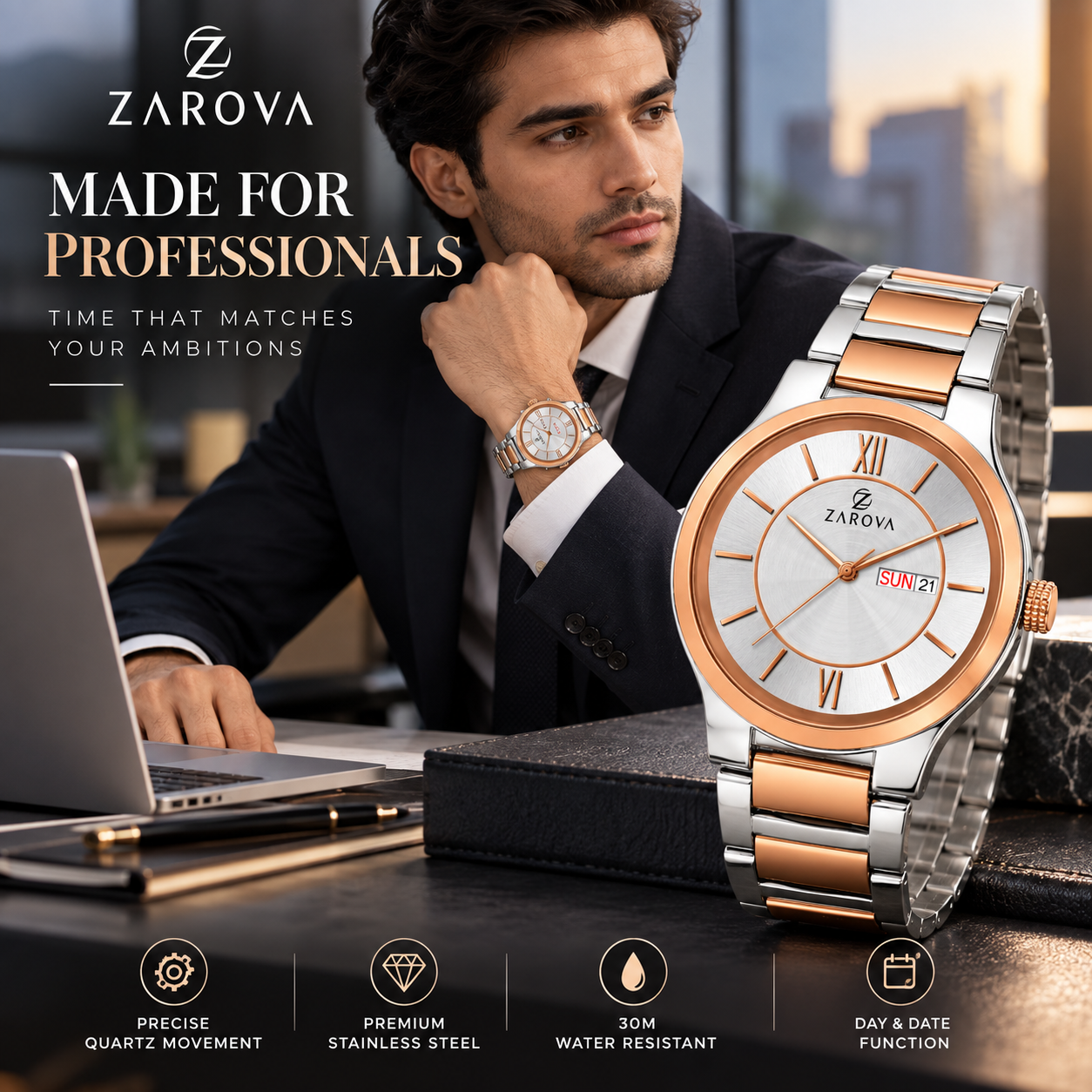 Mens Rose-Steel Two tone watch - Image 7