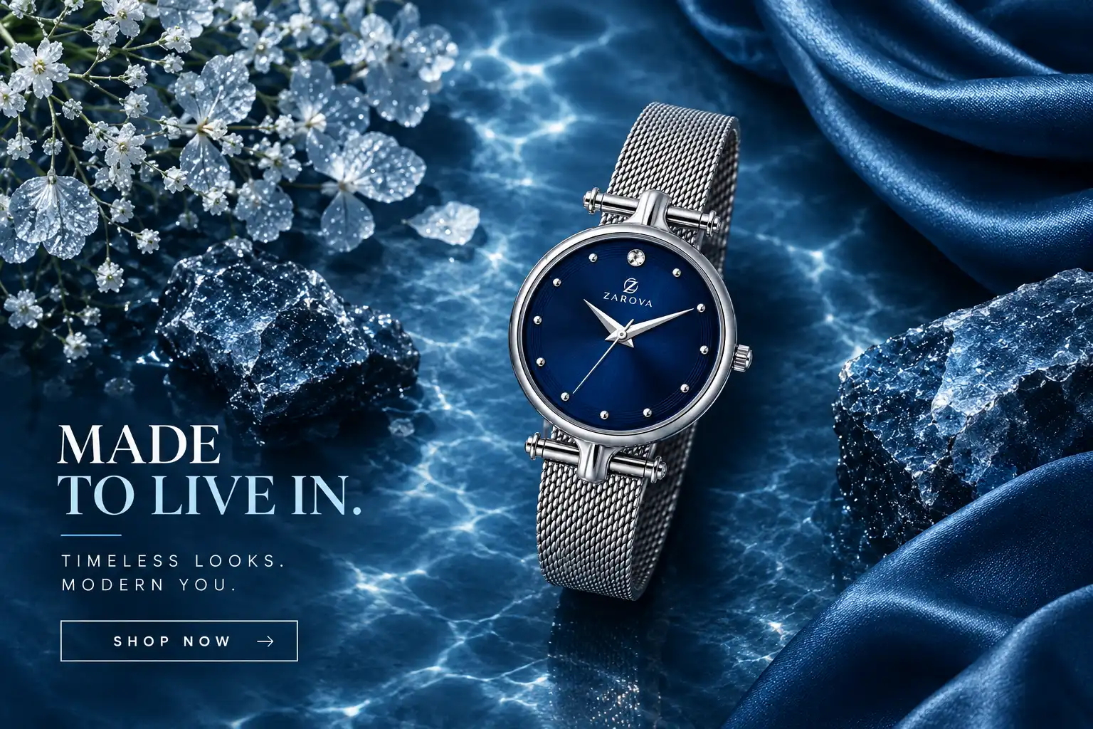 Zarova Watch in Icy Blue Luxury